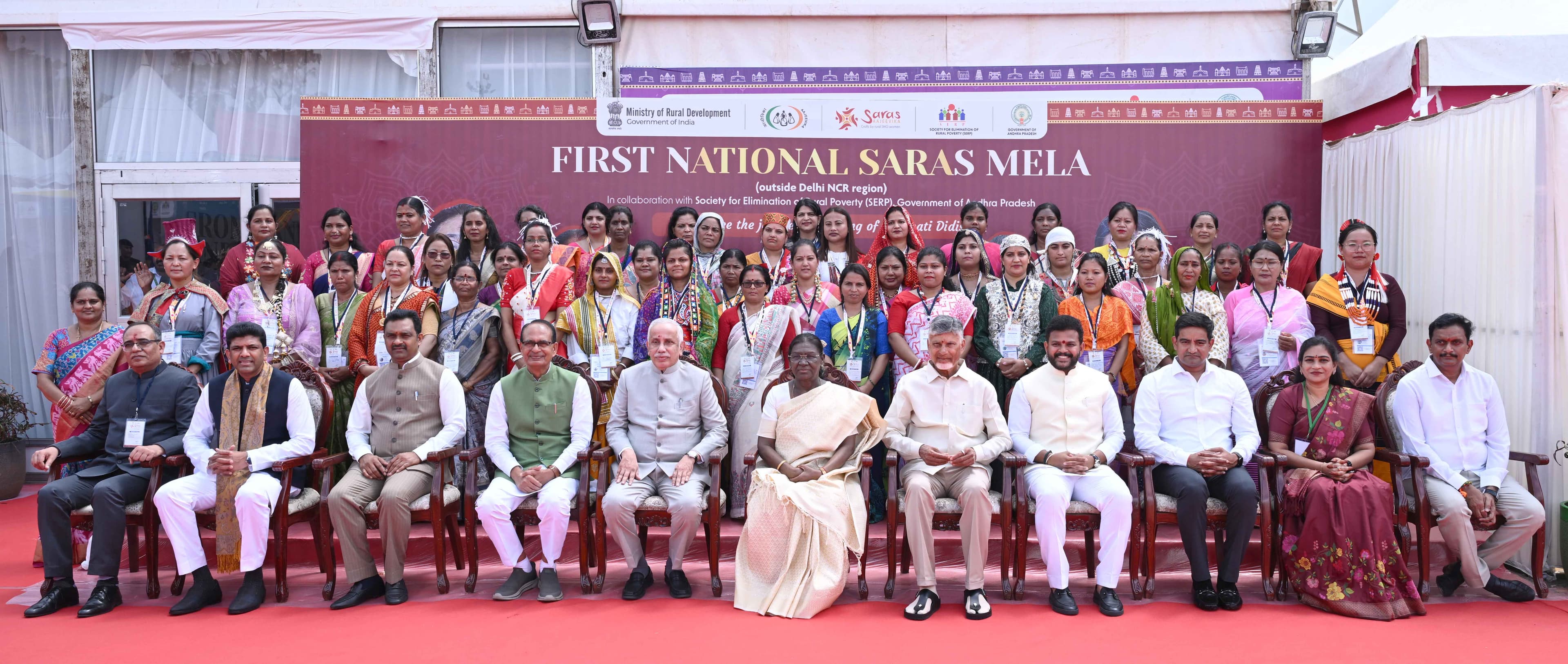 President Murmu Hails Rural Women as Drivers of Development at National SARAS Mela